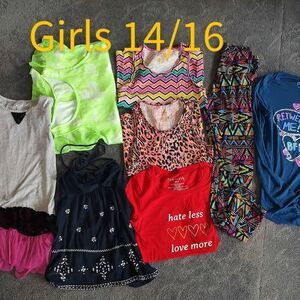 8 Girls clothes clothing Lot Sz 14/16; Tanks, Legging, Long Short Sleeve